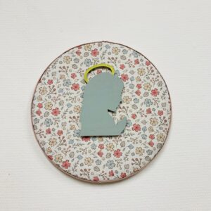 Médaillon liturgique - fleurs roses et bleues