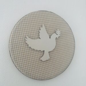 Médaillon liturgique - vichy blanc et brun